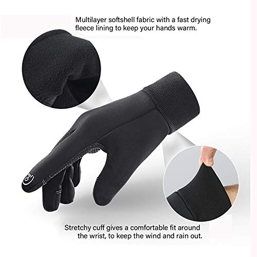 LERWAY Guantes Cálidos de Invierno,Pantalla Táctil a Prueba de Viento Guantes Deportivos para Hombres y Mujeres, Guantes Antideslizantes para Correr, Conducir, Ciclismo, Escalar (S)