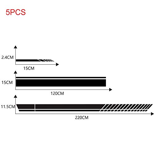 Leslaur 5Pcs Coche Puerta Lateral Cuerpo Capó Espejo retrovisor Calcomanía Rayas Pegatina Calcomanías de Carreras