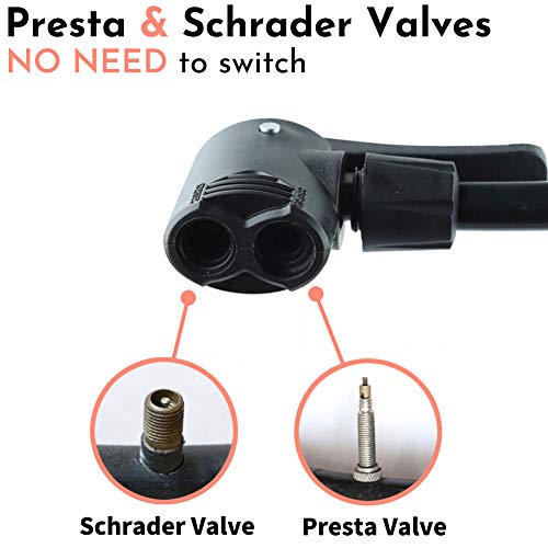 Letton Bomba de Suelo portátil para Bicicleta, Bomba de Aire para neumáticos de Bicicleta, válvulas Presta y Schrader Reversibles automáticamente de 8 Bar / 120 PSI, con Aguja de Bola multifunción Letton Bomba de Suelo portátil para Bicicleta, Bomba de Aire para neumáticos de Bicicleta, válvulas Presta y Schrader Reversibles automáticamente de 8 Bar / 120 PSI, con Aguja de Bola multifunción