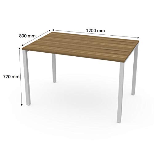 LEVIRA – Mesa de Oficina, Mesa de Comedor, Escritorio, Ceou - 120 x 74 - Nogal Tróia