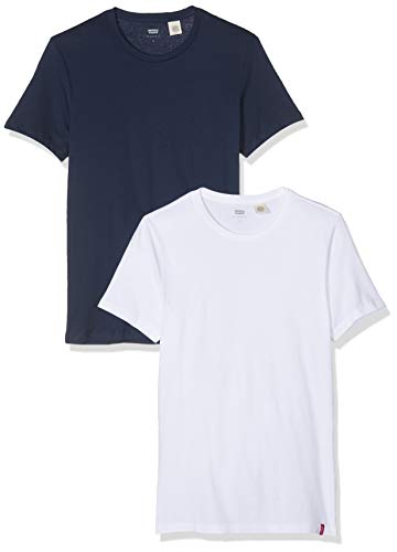 Levi's 2Pk Crewneck 1 Camiseta, 2 Pack Slim Crew Dress Blues/White, M (Pack de 2) para Hombre
