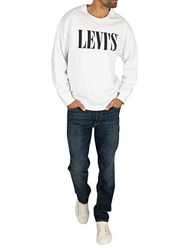 Levi's Relaxed Graphic Crewneck Sudadera, White (90's Serif Logo Crew White 0000), Small para Hombre Levi's Relaxed Graphic Crewneck Sudadera, White (90's Serif Logo Crew White 0000), Small para Hombre