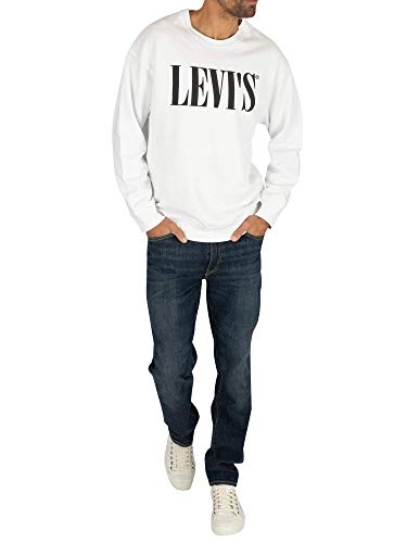 Levi's Relaxed Graphic Crewneck Sudadera, White (90's Serif Logo Crew White 0000), Small para Hombre