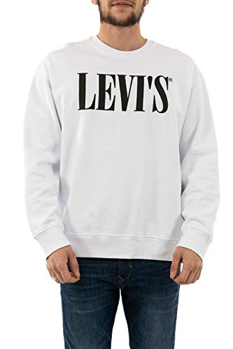 Levi's Relaxed Graphic Crewneck Sudadera, White (90's Serif Logo Crew White 0000), Small para Hombre