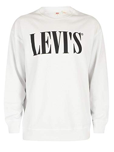 Levi's Relaxed Graphic Crewneck Sudadera, White (90's Serif Logo Crew White 0000), Small para Hombre Levi's Relaxed Graphic Crewneck Sudadera, White (90's Serif Logo Crew White 0000), Small para Hombre