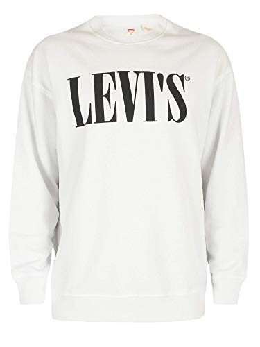 Levi's Relaxed Graphic Crewneck Sudadera, White (90's Serif Logo Crew White 0000), Small para Hombre