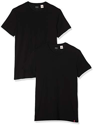 Levi's Slim 2Pk Crewneck 1 Camiseta, Two-Pack tee Black + Black, L 2 para Hombre