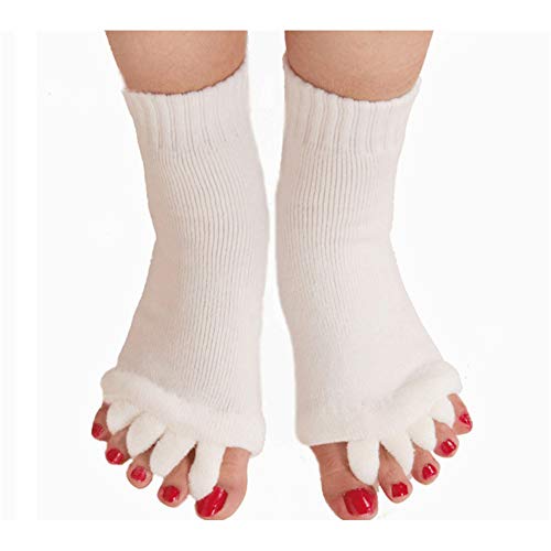 Lezed Calcetines separadores de Dedos para Yoga Cinco Separador De Dedos del Pie Calcetines Alineación Calcetines del Pie Cuidado De La Salud Calcetines De Gimnasia Aliviar Los Pies Dolor 2 Pares