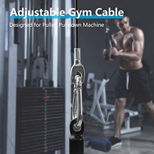 LFJ Cable de Acero para Fitness, Cuerda Gimnasio Alambre Resistente Poleas para Cables Máquina Accesorios Gym en Casa Equipo de Levantamiento de Pesas (2,5m con Bola de Gravedad)