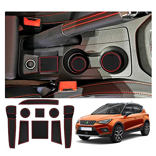 LFOTPP Seat Ibiza Typ 6F Alfombrillas Antideslizantes de Goma, Posavasos Alfombra Apoyabrazos Coche Interior Accesorios 9 Piezas (Rojo) LFOTPP Seat Ibiza Typ 6F Alfombrillas Antideslizantes de Goma, Posavasos Alfombra Apoyabrazos Coche Interior Accesorios 9 Piezas (Rojo)