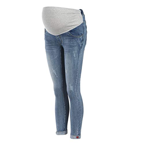 LHWY Premamá Invierno Leggins Abrigos Embarazo Maternidad Pantalones Pitillo Jeans sobre Los Pantalones EláSticos (M, Azul Claro)