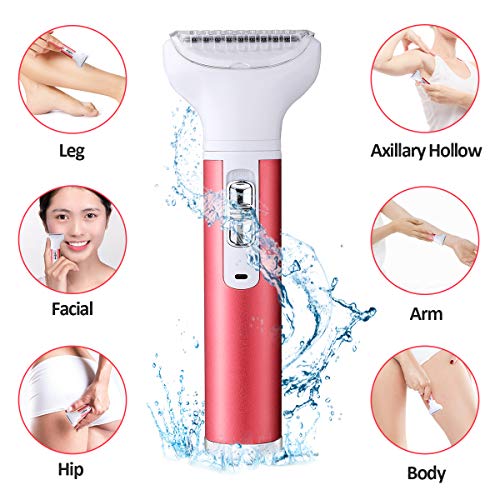 liaboe Depiladora mujer electrica Depiladora Electrica Mujer Facial 5 en 1 Afeitadora con Tecnología Wet y Dry Maquinilla Impermeable para Cara, Cejas, Piernas, Nariz, Bikini con Usb Cargador