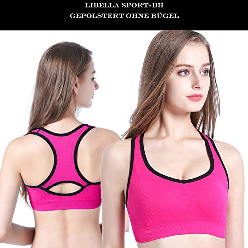 Libella Mujer Sujetador Deportivo Push Up Bustier con Amplio Correas Fitness Yoga Camisetas Sin Mangas 3765 Paquete de 3 UN1 S/M