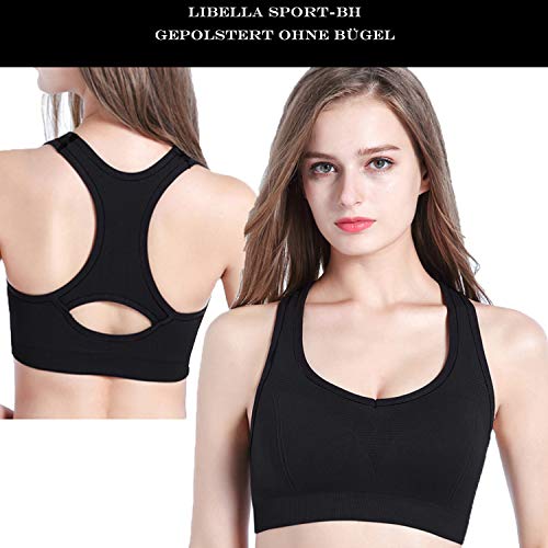 Libella Mujer Sujetador Deportivo Push Up Bustier con Amplio Correas Fitness Yoga Camisetas Sin Mangas 3765 Paquete de 3 UN1 S/M