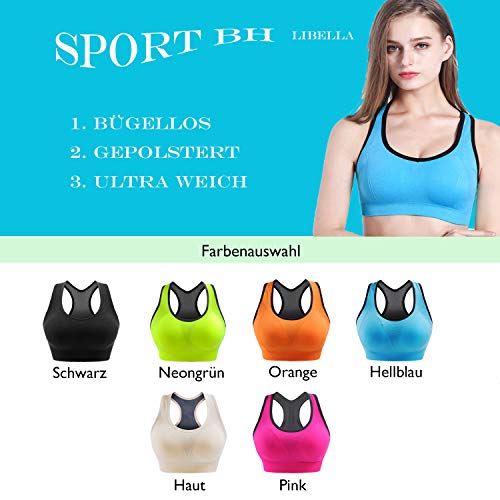 Libella Mujer Sujetador Deportivo Push Up Bustier con Amplio Correas Fitness Yoga Camisetas Sin Mangas 3765 Paquete de 3 UN1 S/M Libella Mujer Sujetador Deportivo Push Up Bustier con Amplio Correas Fitness Yoga Camisetas Sin Mangas 3765 Paquete de 3 UN1 S/M