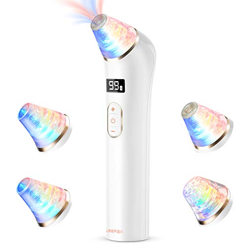 Liberex Limpiador de poros, 4 cabezas de succión con 5 niveles de intensidad, limpiador facial de poros, 2 lámparas de reparación de piel, recargable por USB Liberex Limpiador de poros, 4 cabezas de succión con 5 niveles de intensidad, limpiador facial de poros, 2 lámparas de reparación de piel, recargable por USB
