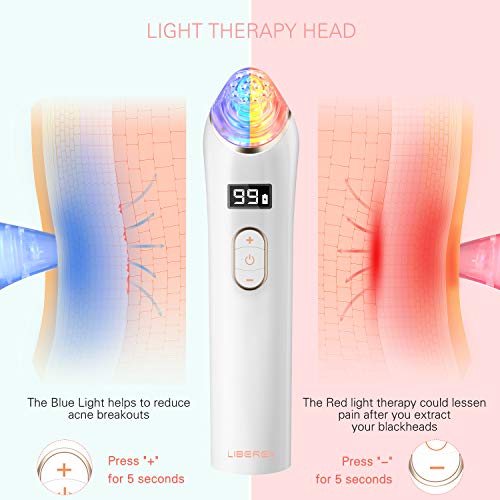 Liberex Limpiador de poros, 4 cabezas de succión con 5 niveles de intensidad, limpiador facial de poros, 2 lámparas de reparación de piel, recargable por USB Liberex Limpiador de poros, 4 cabezas de succión con 5 niveles de intensidad, limpiador facial de poros, 2 lámparas de reparación de piel, recargable por USB