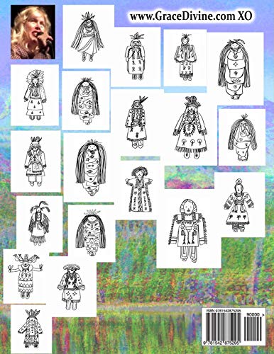 libro de colorear Muñecas indígenas nativo americano Ropa con Símbolos sagrados Aprender cultura que te diviertas Por el artista Grace Divine