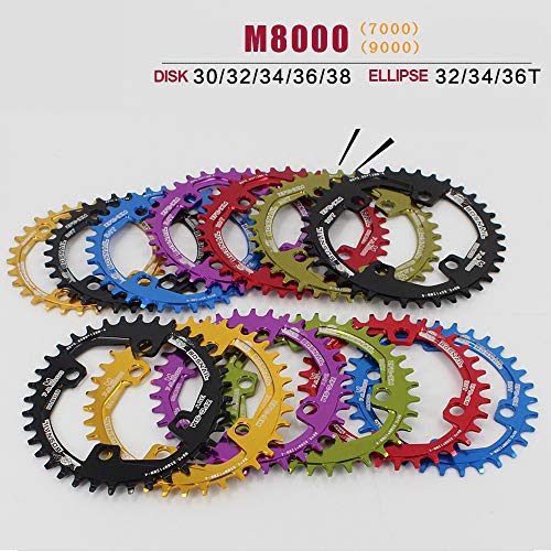 LICHUXIN Cadena de bicicleta, circular y elíptica de una sola velocidad para los anillos de cadena dentados positivos y negativos 96BCD para piezas de reparación de bicicleta de montaña, azul, Oval 36T LICHUXIN Cadena de bicicleta, circular y elíptica de una sola velocidad para los anillos de cadena dentados positivos y negativos 96BCD para piezas de reparación de bicicleta de montaña, azul, Oval 36T