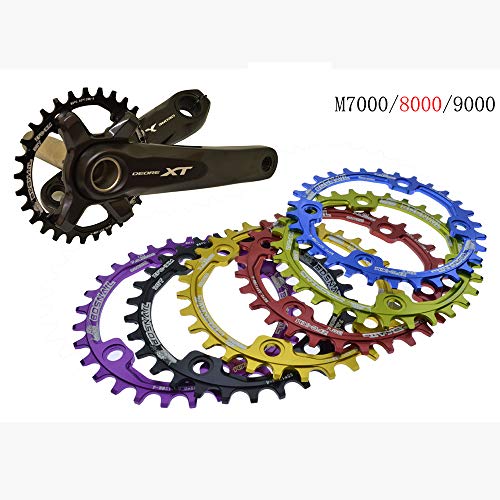 LICHUXIN Cadena de bicicleta, circular y elíptica de una sola velocidad para los anillos de cadena dentados positivos y negativos 96BCD para piezas de reparación de bicicleta de montaña, azul, Oval 36T LICHUXIN Cadena de bicicleta, circular y elíptica de una sola velocidad para los anillos de cadena dentados positivos y negativos 96BCD para piezas de reparación de bicicleta de montaña, azul, Oval 36T