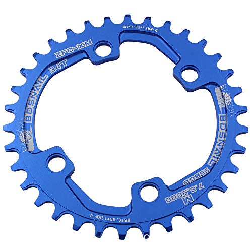 LICHUXIN Cadena de bicicleta, circular y elíptica de una sola velocidad para los anillos de cadena dentados positivos y negativos 96BCD para piezas de reparación de bicicleta de montaña, azul, Oval 36T