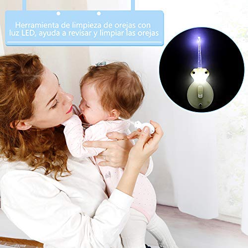 Lictin Set para Cuidado del Bebé - 15 Piezas Kit de Aseo para Bebés con Cuchara de Oreja con LED Cepillo de Pelo y Peine,Cortador de Uñas Cepillo de Dientes de Dedo para Viaje y el Uso Diario (Azul)