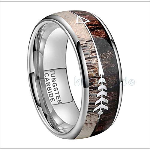 LIDAYE Anillos de carburo de tungsteno de 8 mm, joyería de Caza de Vikingos, Hombres, Mujeres, Koa, Cebra, asta de Madera, Flechas, Incrustaciones, Bandas de Domo, Ajuste cómodo Pulido 10 LIDAYE Anillos de carburo de tungsteno de 8 mm, joyería de Caza de Vikingos, Hombres, Mujeres, Koa, Cebra, asta de Madera, Flechas, Incrustaciones, Bandas de Domo, Ajuste cómodo Pulido 10