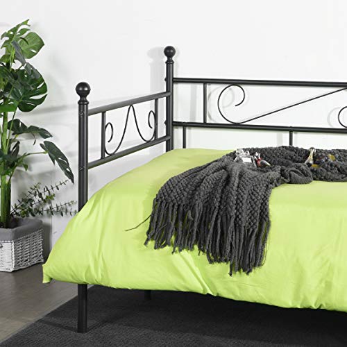 LiePu Sofá Cama Metálica Diván Cama para Dormitorio Salón Cuarto de Invitados,Adecuado para Colchón de 90 * 190 cm,Negro LiePu Sofá Cama Metálica Diván Cama para Dormitorio Salón Cuarto de Invitados,Adecuado para Colchón de 90 * 190 cm,Negro