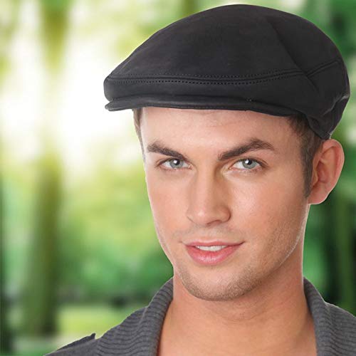 Lierys Gorra Plana de Piel Hombre - Made in Italy con Visera, Forro Verano/Invierno - 61 cm Burdeos