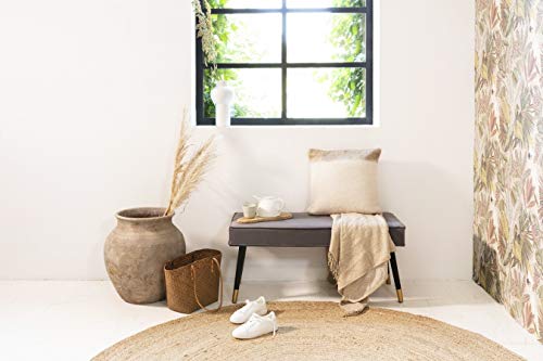 LIFA LIVING Taburete Otomano Gris, Banco de pie de Cama, Forrado en Terciopelo, 2 Personas, 101 x 42 x 45 cm LIFA LIVING Taburete Otomano Gris, Banco de pie de Cama, Forrado en Terciopelo, 2 Personas, 101 x 42 x 45 cm