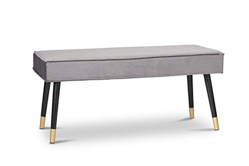 LIFA LIVING Taburete Otomano Gris, Banco de pie de Cama, Forrado en Terciopelo, 2 Personas, 101 x 42 x 45 cm LIFA LIVING Taburete Otomano Gris, Banco de pie de Cama, Forrado en Terciopelo, 2 Personas, 101 x 42 x 45 cm