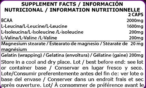 Life Pro BCAA Pro 8:1:1 1000 mg Ajinomoto para el crecimiento y recuperación muscular – Aminoácidos ramificados (l-leucina, l-valina y l-isoleucina) para ayudar contra catabolismo muscular – 200 cáp.