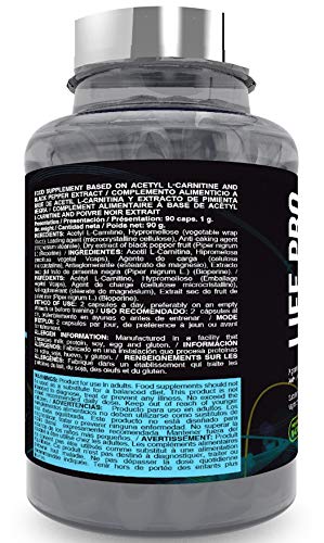 Life Pro Essentials Alc1000 mg - Acetil L-Carnitina para contribuir a adelgazar – Quema grasas con carnitina para acelerar el metabolismo – Fat Burner para complementar con el entreno – 90 cápsulas