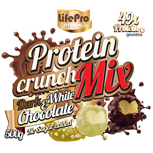 Life Pro Fit Food Protein Crunch 500g. Cereales Proteicos. Bolitas de Proteína Varios sabores. Bajo en Hidratos. Cuida tu alimentación. Hecho en España. (DARK CHOCOLATE & WHITE CHOCOLATE)