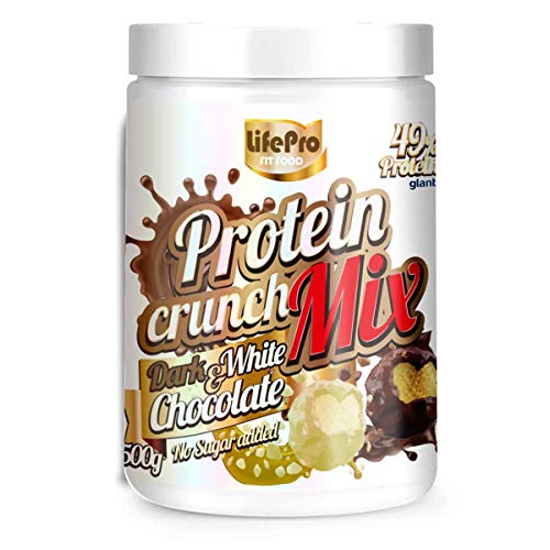 Life Pro Fit Food Protein Crunch 500g. Cereales Proteicos. Bolitas de Proteína Varios sabores. Bajo en Hidratos. Cuida tu alimentación. Hecho en España. (DARK CHOCOLATE & WHITE CHOCOLATE)