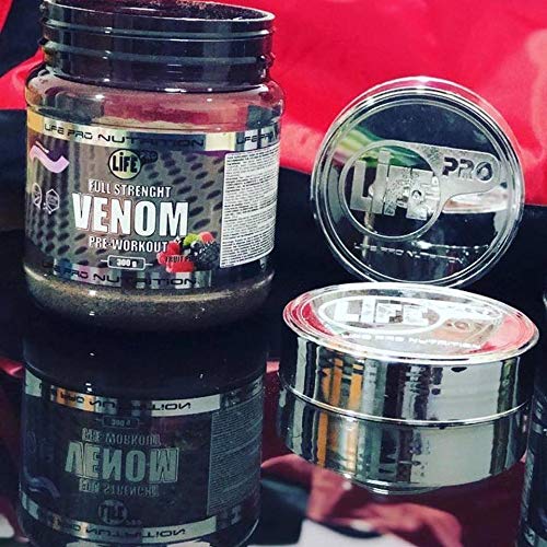 Life Pro New Venom Full Strenght Pre-Workout – Pre entreno para ayudar a aumentar la masa mucular – Pre Workout para un mejor desempeño físico y recuperación muscular – 300 gr – Sabor Fruit Punch