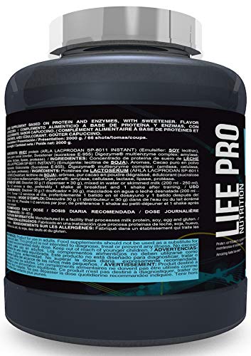 Life Pro Whey 2Kg | Suplemento Deportivo, 78% Proteína de Concentrado de Suero, Protege Tejidos, Anticatabolismo, Crecimiento Muscular y Facilita Períodos de Recuperación, Sabor Capuchino