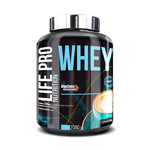 Life Pro Whey 2Kg | Suplemento Deportivo, 78% Proteína de Concentrado de Suero, Protege Tejidos, Anticatabolismo, Crecimiento Muscular y Facilita Períodos de Recuperación, Sabor Capuchino