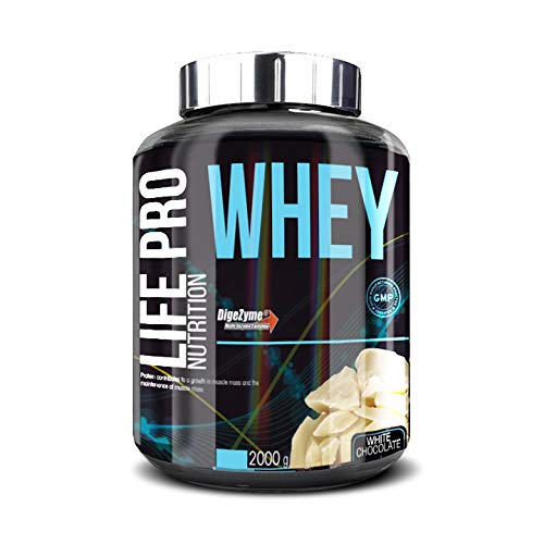 Life Pro Whey 2Kg | Suplemento Deportivo, 78% Proteína de Concentrado de Suero, Protege Tejidos, Anticatabolismo, Crecimiento Muscular y Facilita Períodos de Recuperación, Sabor Chocolate Blanco
