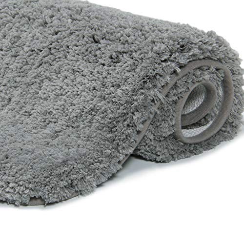 Lifewit Alfombra De Baño Tacto Suave Antideslizante Alfombrilla Microfibra Suave Lujosa Caucho Antideslizante Lujosa Alfombra de Ducha (Gris 60 x 40 cm)