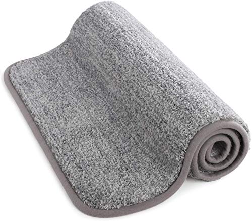 Lifewit Alfombrilla de Interior Alfombrillas de Perfil bajo de Agua súper Absorbente Alfombra de Entrada de Goma Antideslizante Lavable a máquina para alfombras Interiores, Gris, 90 x 60 cm