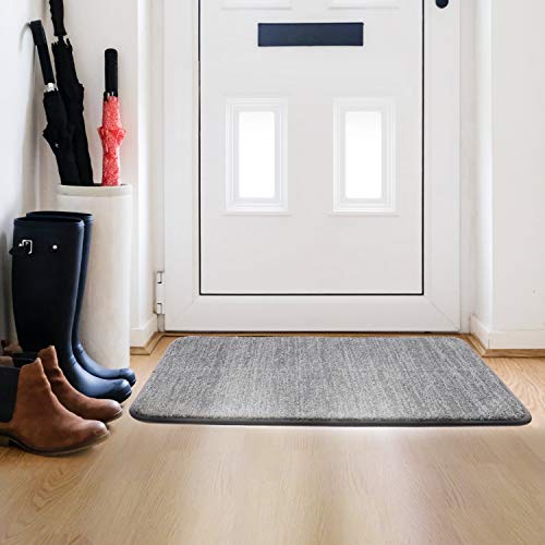 Lifewit Alfombrilla de Interior Alfombrillas de Perfil bajo de Agua súper Absorbente Alfombra de Entrada de Goma Antideslizante Lavable a máquina para alfombras Interiores, Gris, 90 x 60 cm