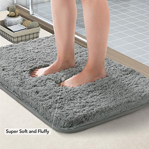 Lifewit baño Mat Gris, Microfibra Suave Shag Super Agua Absorbente No-Slip Rubber Baño Rug, Grueso, Máquina Lavable, 80 x 50 cm