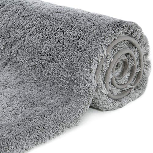 Lifewit baño Mat Gris, Microfibra Suave Shag Super Agua Absorbente No-Slip Rubber Baño Rug, Grueso, Máquina Lavable, 80 x 50 cm