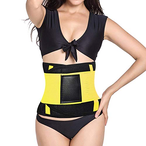 LiGG LiGG Faja Reductora Adelgazante de Neopreno Faja Abdomen Adelgazar Respirable Faja Adelgazante Quema Grasa Faja Lumbar Abdominal para Sudar y Adelgazar Mujer y Hombre,Amarillo,S