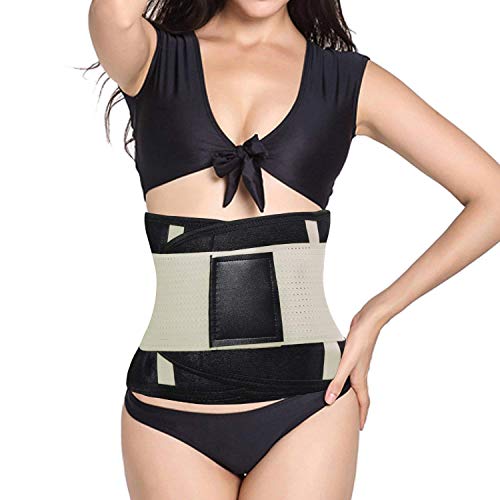 LiGG LiGG Faja Reductora Adelgazante de Neopreno Faja Abdomen Adelgazar Respirable Faja Adelgazante Quema Grasa Faja Lumbar Abdominal para Sudar y Adelgazar Mujer y Hombre,Beige,M