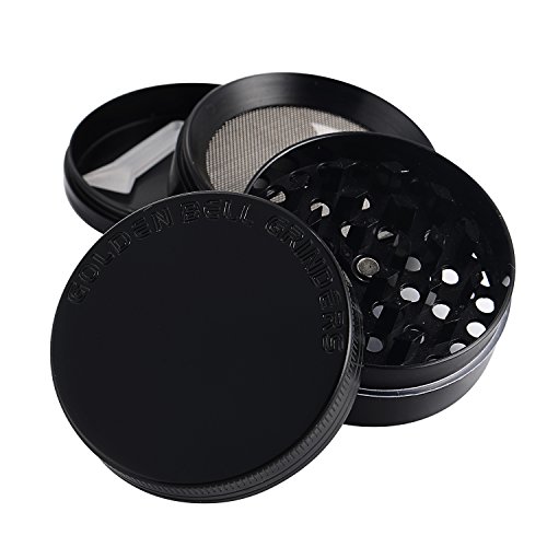 LIHAO 2" Grinder 4 Piezas Grinder Metálico con Rascador Polen para Hierbas y Especias (5cm, Negro)