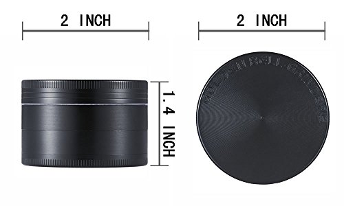 LIHAO 2" Grinder 4 Piezas Grinder Metálico con Rascador Polen para Hierbas y Especias (5cm, Negro)