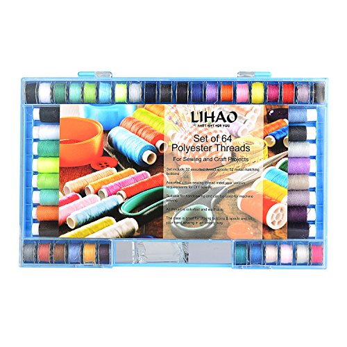 LIHAO 32 Hilos de Coser de Poliéster con 32 Bobinas Metal para Máquina de Coser LIHAO 32 Hilos de Coser de Poliéster con 32 Bobinas Metal para Máquina de Coser