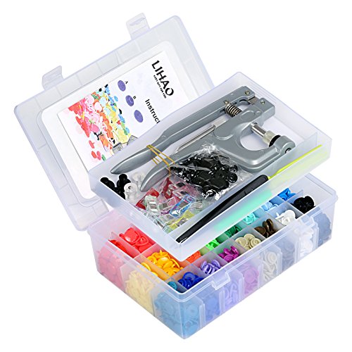 LIHAO Snaps Plástico T5 con Alicates Botones Presion y 12 Pinzas Costura (375 Botones,24 Colores) LIHAO Snaps Plástico T5 con Alicates Botones Presion y 12 Pinzas Costura (375 Botones,24 Colores)